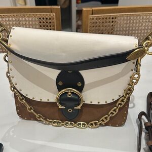 Coach White and Brown Leather Bag